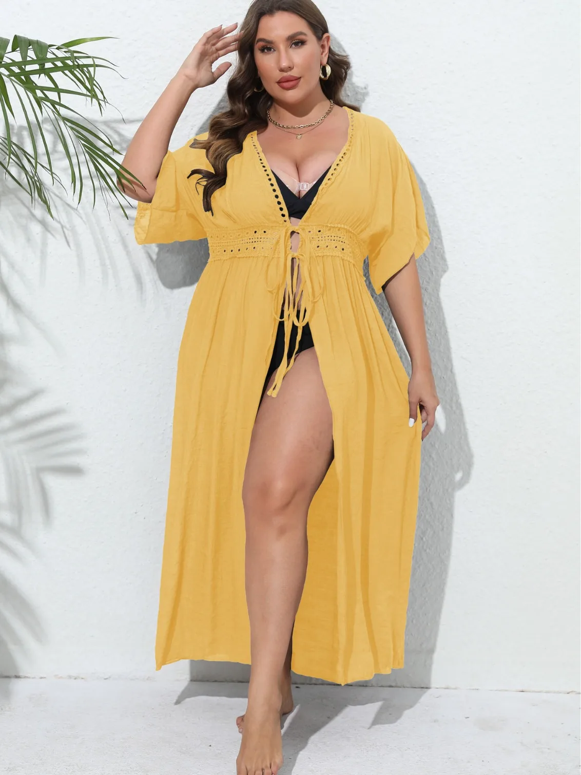 Women's dress plus size women's lace patchwork beach skirt bikini top strap sun protection cover-up home wear