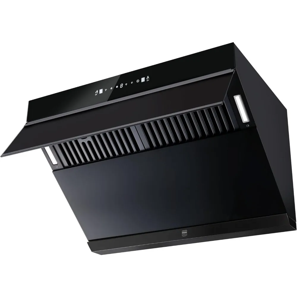 Wall Mount Kitchen Hood 900 CFM with Heating Auto-cleaning Function, Gesture  Control,Tempered Glass Surface Vent Hood 3 Speed 6