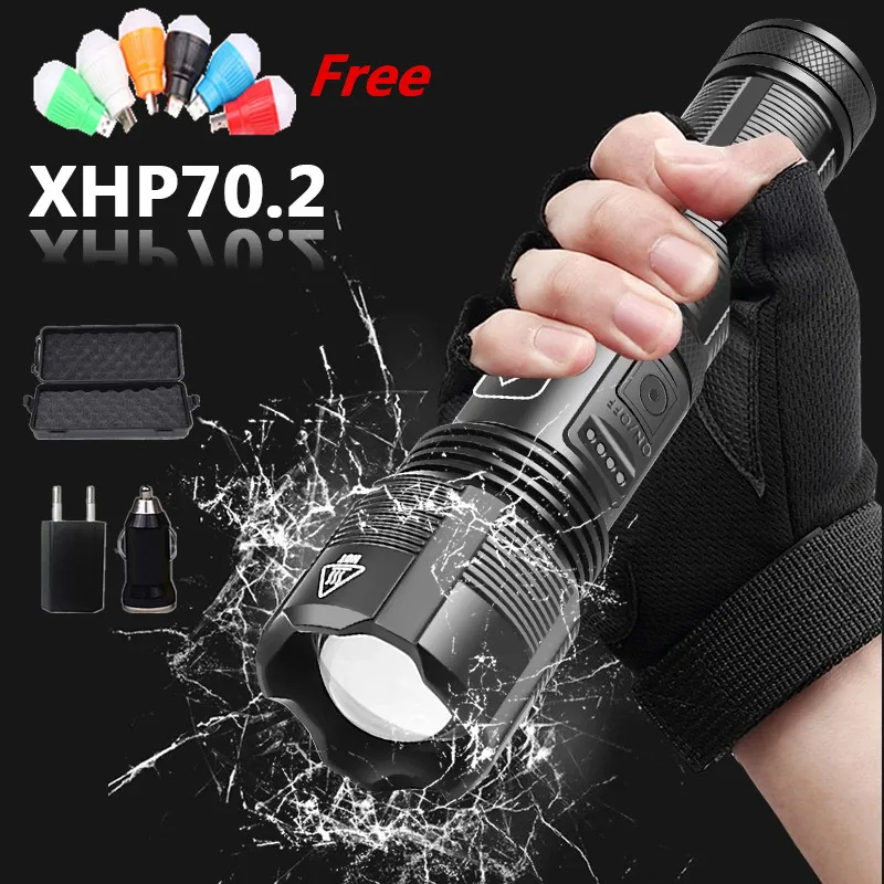 High Quality XHP70.3 Tactical Hunting Led Flashlight Power by 18650 AAA