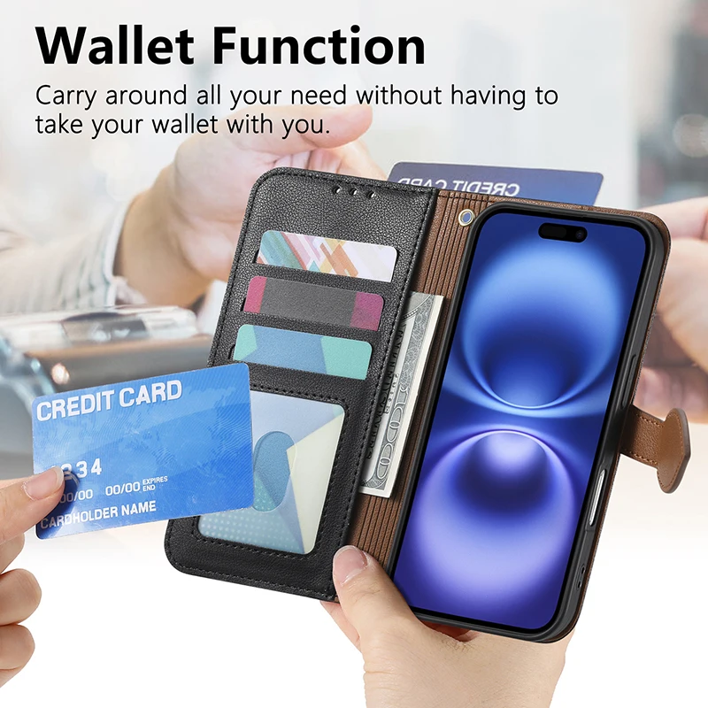 Leather Crossbody Wallet Case with Wrist Strap and Card Holder