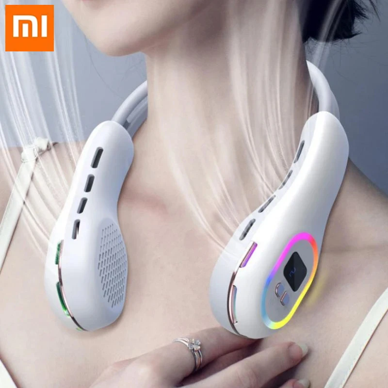 

Xiaomi Portable Neck Fan USB Rechargeable Electric Fans Bladeless Mini Ventilador Cooling Fan Neckband Fan For Sports Outdoor