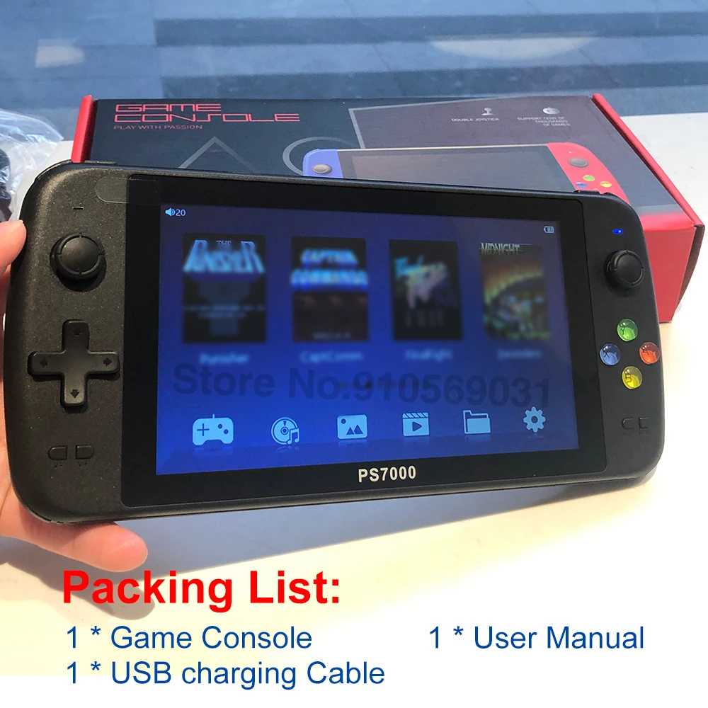 PS7000ポータブルHDビデオゲームコンソール 7 inch PS7000 128 Bit Handheld game console Big Screen HD