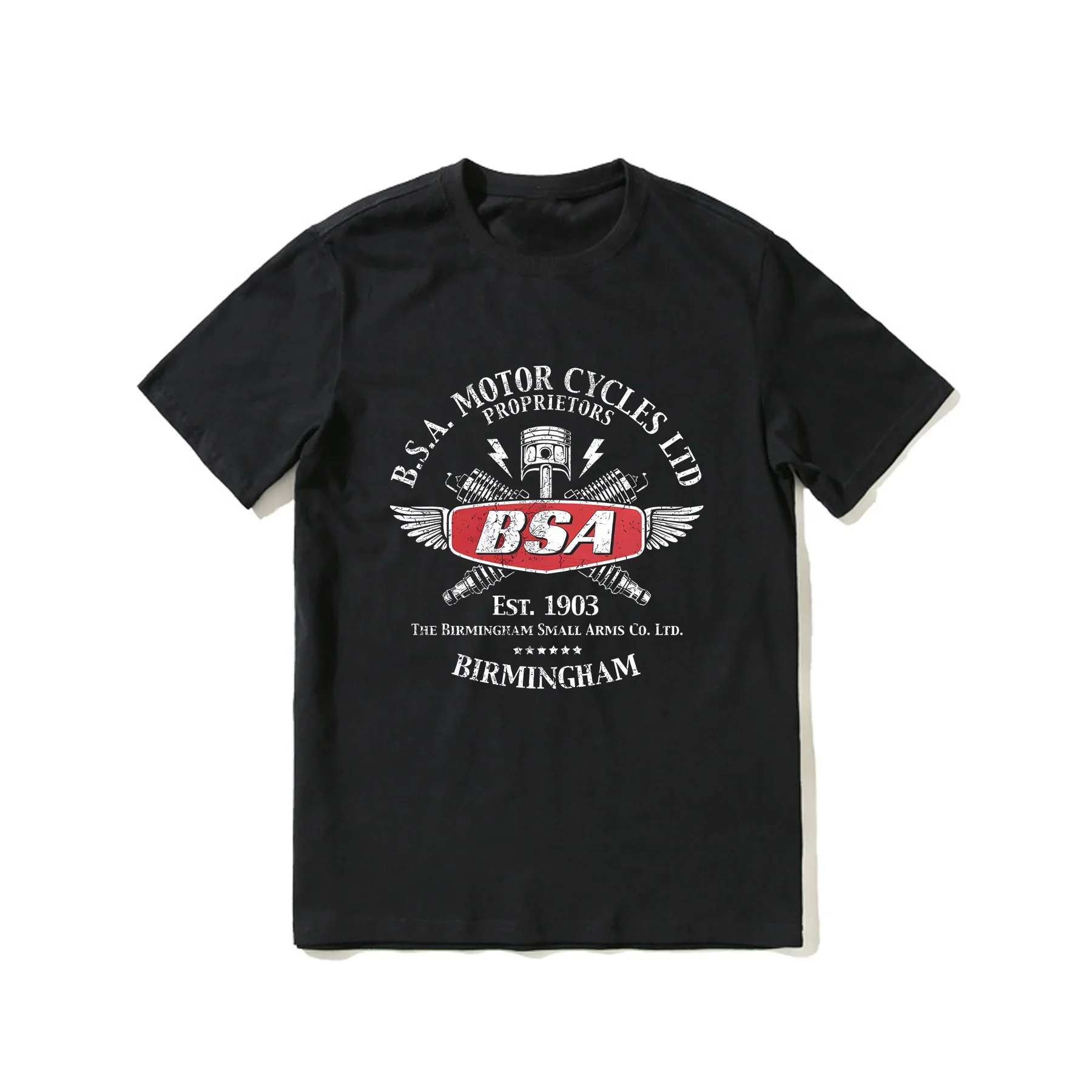 

2023 Hot Sale Summer 100% Cotton BSA Vintage Motorcycle Birmingham Motorbike Official T Shirt Men Tee Hip Hop Streetwear T-shirt