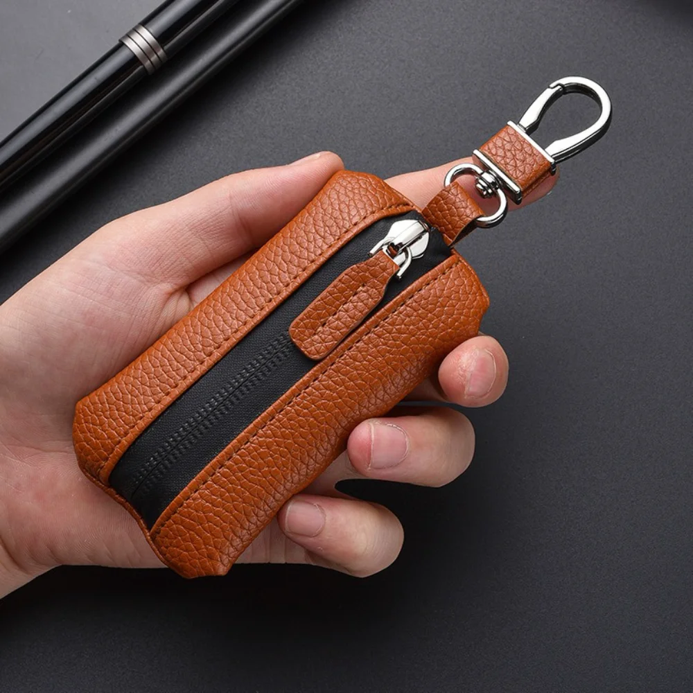Unisex PU Leather Key Case for Car Key Wallet Pocket Holder Organizer Pouch Organizer Large Capacity Zipper Bag