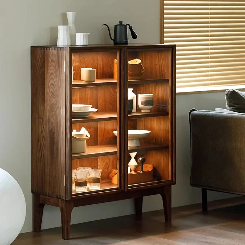 Kitchen Wooden Sideboard Modern Side Board Cabinet Aesthetic Room Auxiliary Table et Wheel Storage Display Furniture