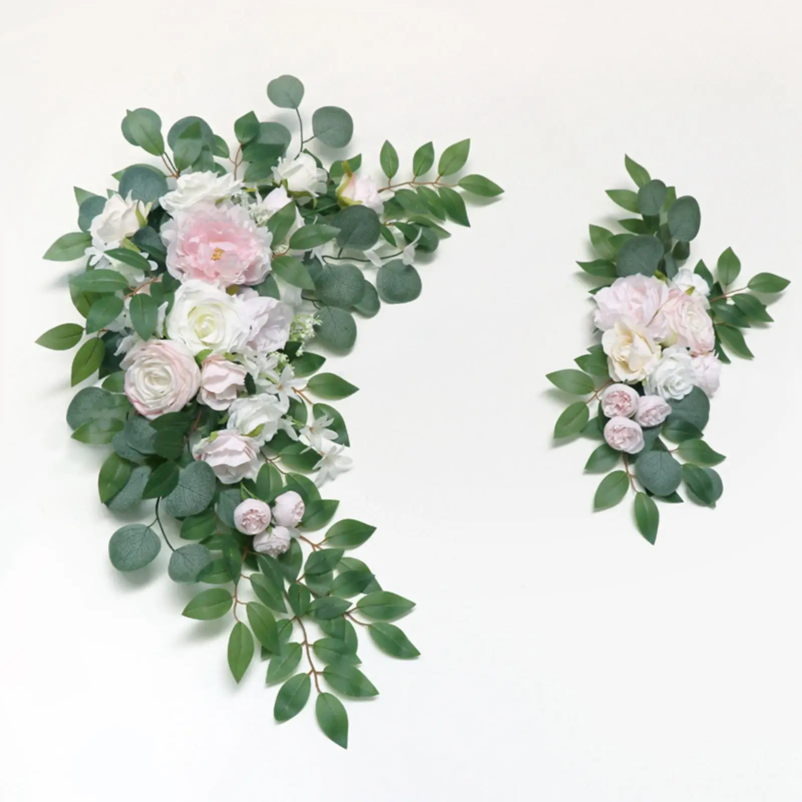 2pcs Silk Rose Flower Swag Arch Decor Floral Swag Garland Artificial