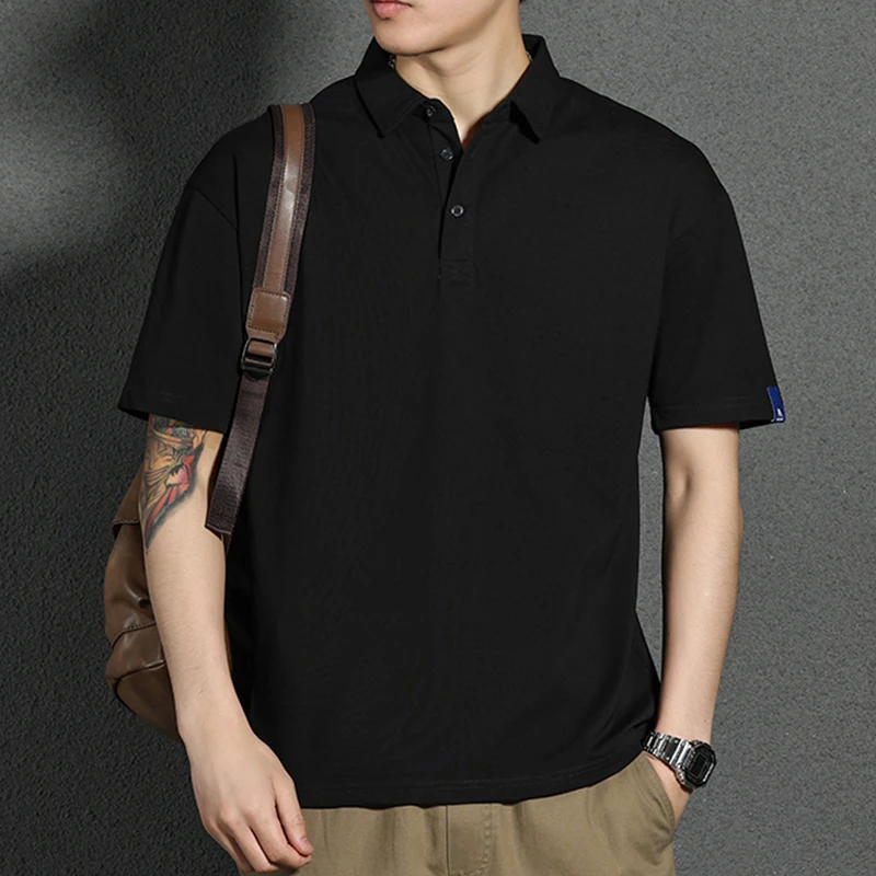 

2023 New American casual polo shirt short sleeve t-shirt men's summer loose large men's trendy lapel casual T-shirt M-3XL