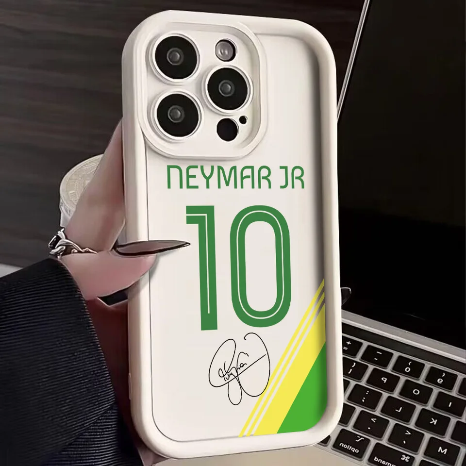 Coque IPhone Personnalisée Neymar JR 01 - Modèle Blanc Mat Rigide - Compatible IPhone 6 à 15 Pro Max