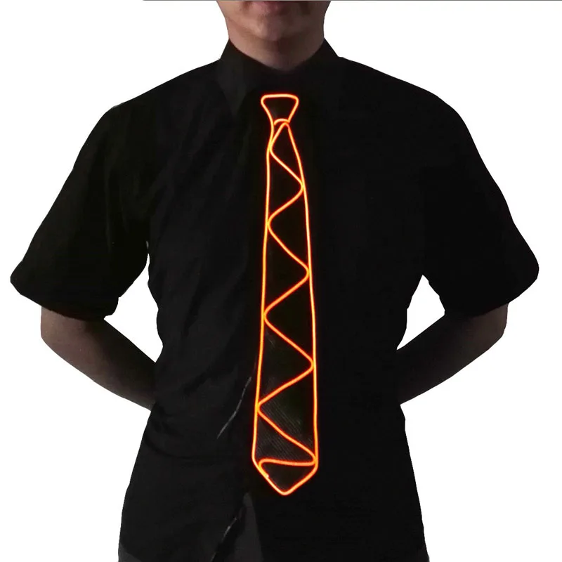 

LED Novelty Luminous Glowing Tie Light Up Necktie Birthday Supplies Neon Glowing EL Wire Tie Festival Wedding Party Accessories