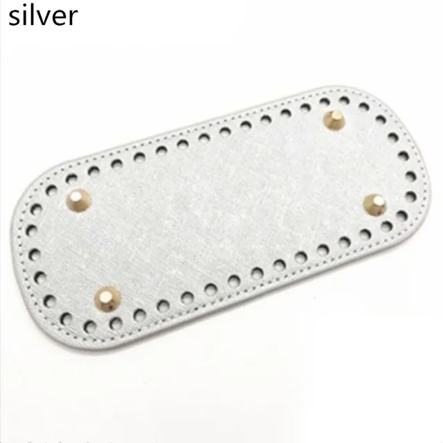 High Qualtiy pu Leather Bottom With Holes Rivet For Knitting Bag Handbag Bottom DIY Women Shoulder Crossbody Bags Accessories Silver
