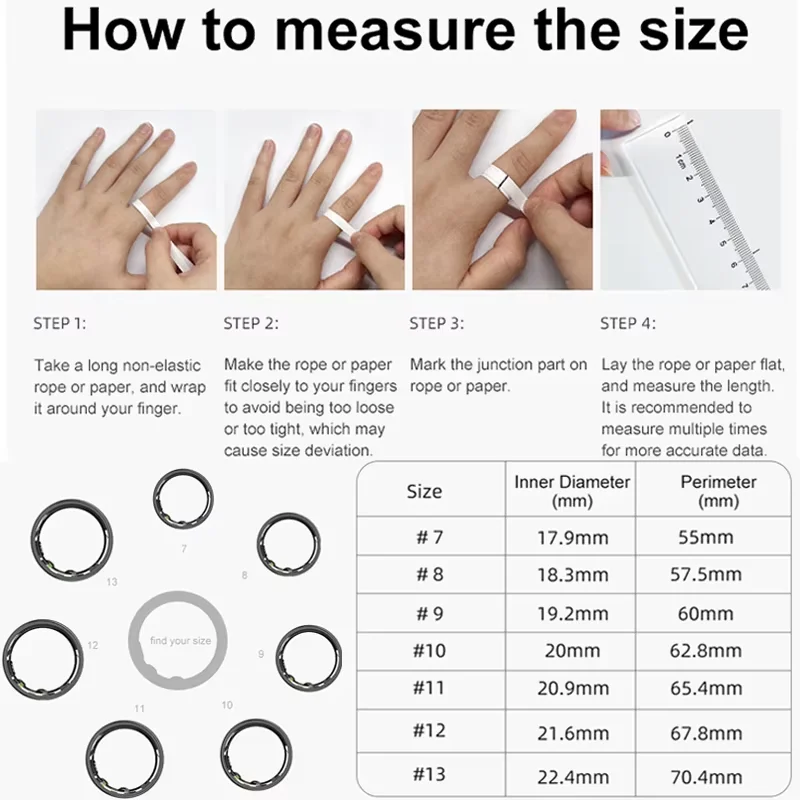 R03 Smart Ring Men Women With Charing Case,Health and Sleep Monitor,IP68 & 5ATM Waterproof,Multi-sport Mode For Andriod IOS - 6