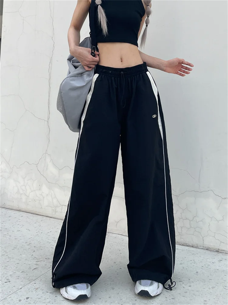 

Deeptown Y2K Streetwear Egirl Joggers Sweatpants Women Vintage 90s Wide Leg Black Track Pants Female Oversized Jogging Trousers