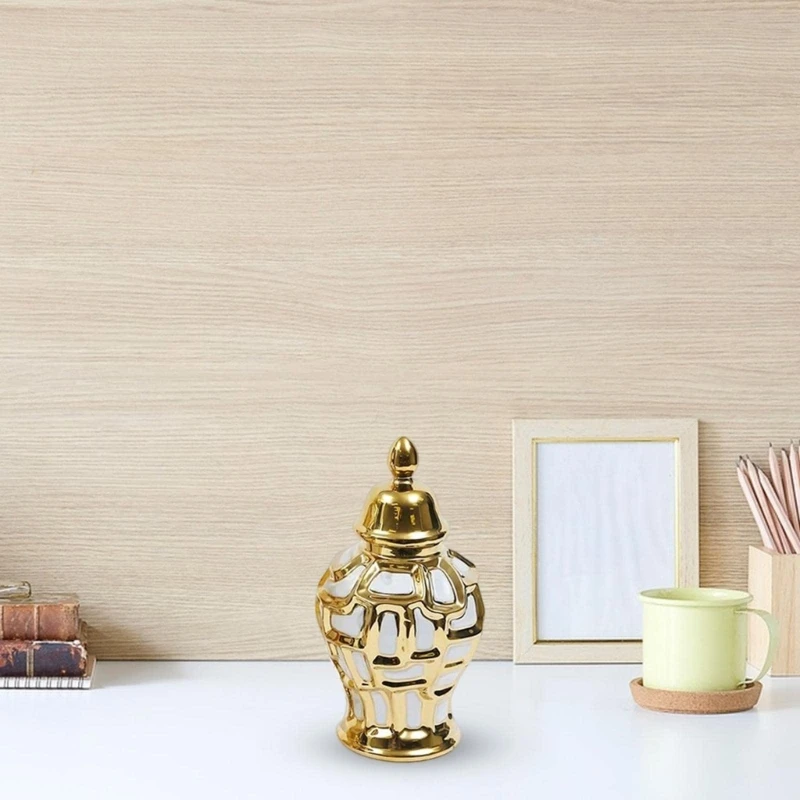 Large Ceramic Jar General Jar Flower Vase Electroplated Pattern for Home and Office Decoration