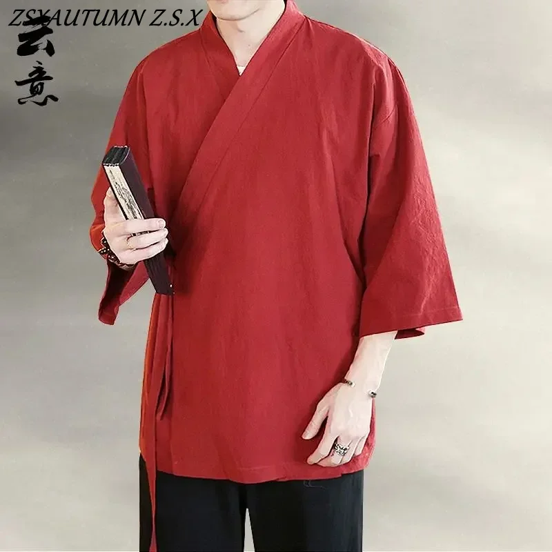 Men Chinese Style Shirt Traditional Chinese Style Hanfu Tops Men Shirt