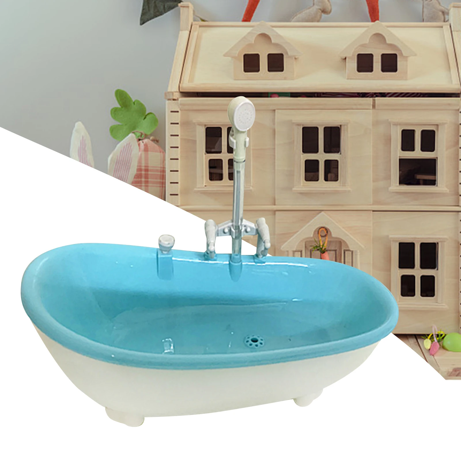 1/6 Dollhouse Bathtub Dollhouse Decoration Doll Miniature Dollhouse Pretend Toys Simulation Bathroom Accessories for Kids Gifts 4