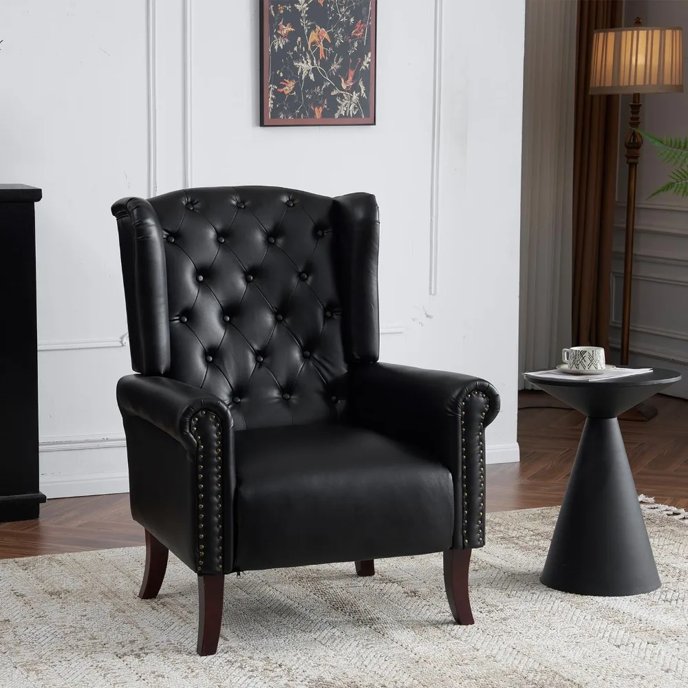 PU Leather Accent Chair with Wooden Legs 2