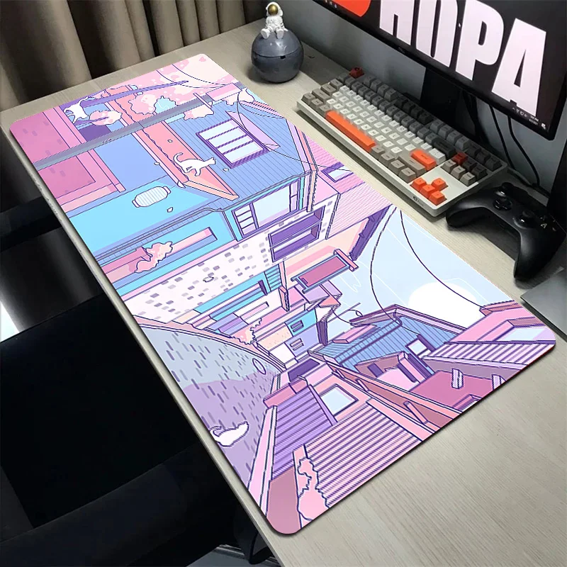 

Cat Cartoon Mousepad Game Large Mouse Pad Pc Setup Gamer Mouse Mat Office Desk Mats Gaming Accessories Table Carpet Pads 90x40cm