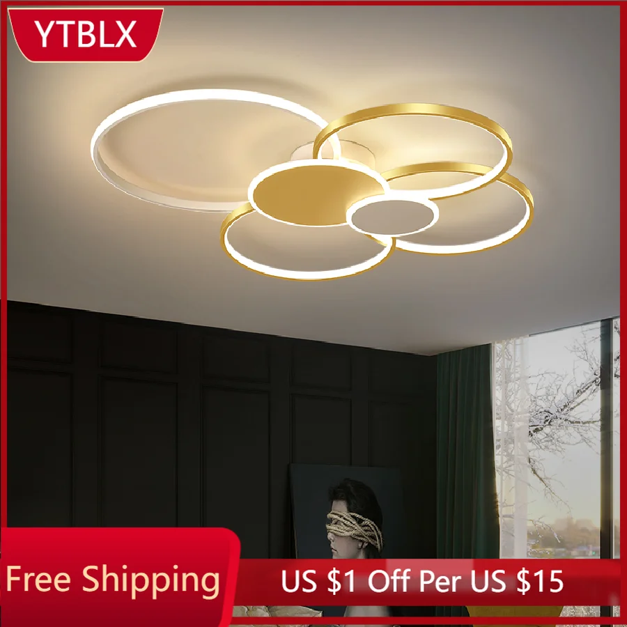 

New RC Gold/Black Finished Modern led Chandelier for living room bedroom study room Indoor 90-260V Chandelier Fixtures