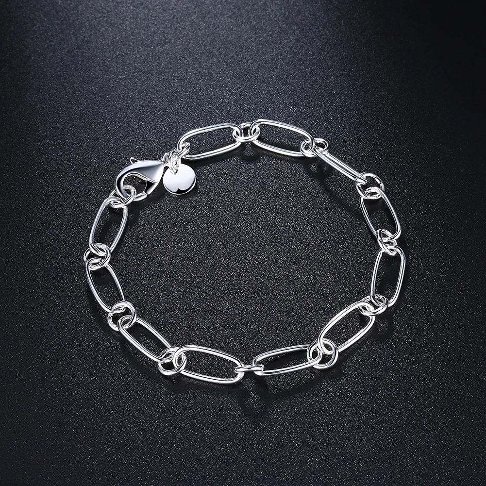 

925 Sterling silver Bracelets charms circle chain for woman men classic Wedding party Christmas Gifts fashion fine Jewelry