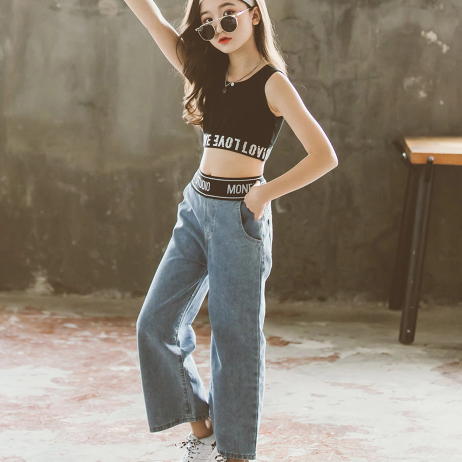 de ropa para adolescentes, chaleco de verano para niñas, Tops cortos vaqueros, conjuntos de dos piezas, trajes de moda para niños 4 a 14 años| | - AliExpress