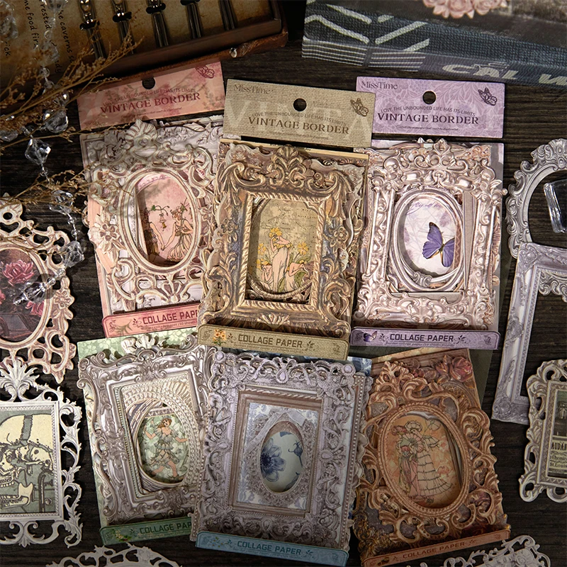 

10 Pcs Hollow Relief Vintage Frame Decorative Material Paper DIY Diary Scrapbook Deco Happy Planner Stationery Supplies