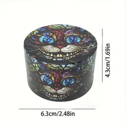 Cheshire Cat Metal Spice Grinder - 4 Layer Portable Manual Mill with Mesh Screen (Cheshire Cat 63mm)