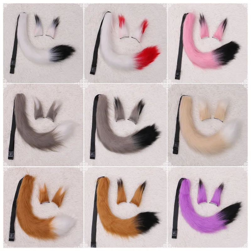 

Cosplay Cat Fox Fur Ears Furry Long Tail Party Anime Lolita Fur Cat Hairpins Hair Clip Hair Accessories Cosplay Costume Props