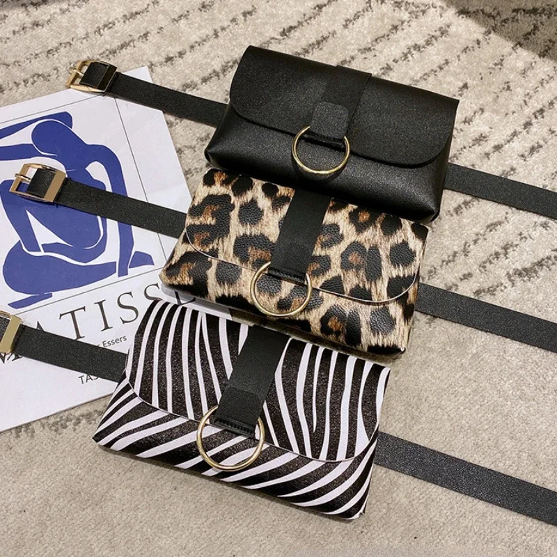 Women's Fashion Waist Bag–2-in-1 Leopard Print Belt Bag with Flap, Fanny Pack for Phone & Essentials – Stylish Girdle Crossbody