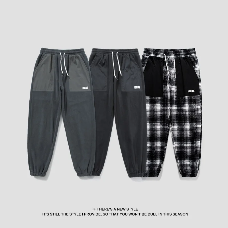 

Classic Fleece Warm Loose Trousers 2022 New Streetwear Casual Oversize Wide Waist Joggers Sweatpants Winter Warm Pants for Men