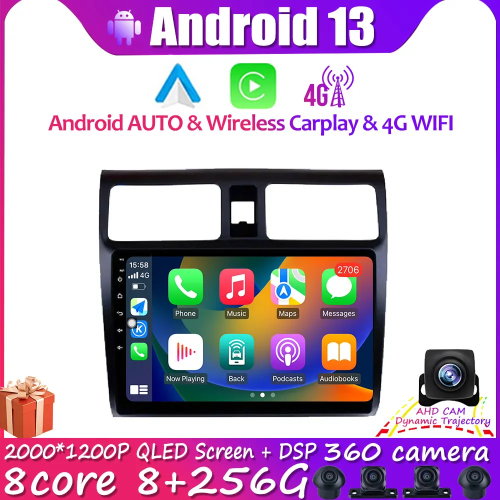 

Автомагнитола Carplay 10,1 дюйма, мультимедийный видеоплеер DSP, стерео для Suzuki Swift 2003-2010, Android 13, навигация GPS, Bluetooth