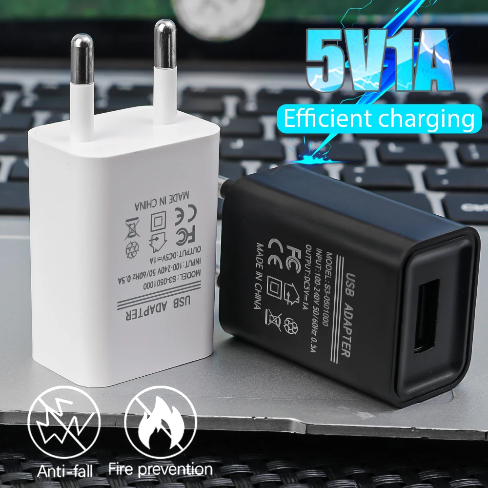 Compact 5V 1A USB Charger Adapter with EU Plug