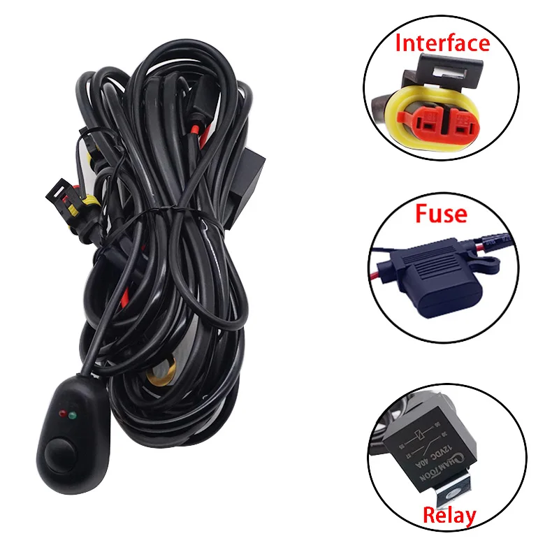 K Cablaggio Barra Luminosa A LED Per 2 Luci 1 Fusibile Luce Interruttore On-off 12V 40A Relè 180/300W Per Barra Luminosa Da Lavoro A LED Da 4-52 Pollici - Foto 8