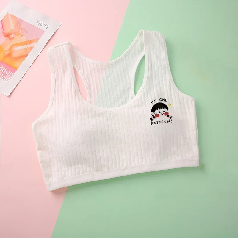 

Teenage Kids Bra Girls Underwear Clothing Cotton Teen Sports Bra with Chest Pad Puberty Girl training Bra 8-14Years