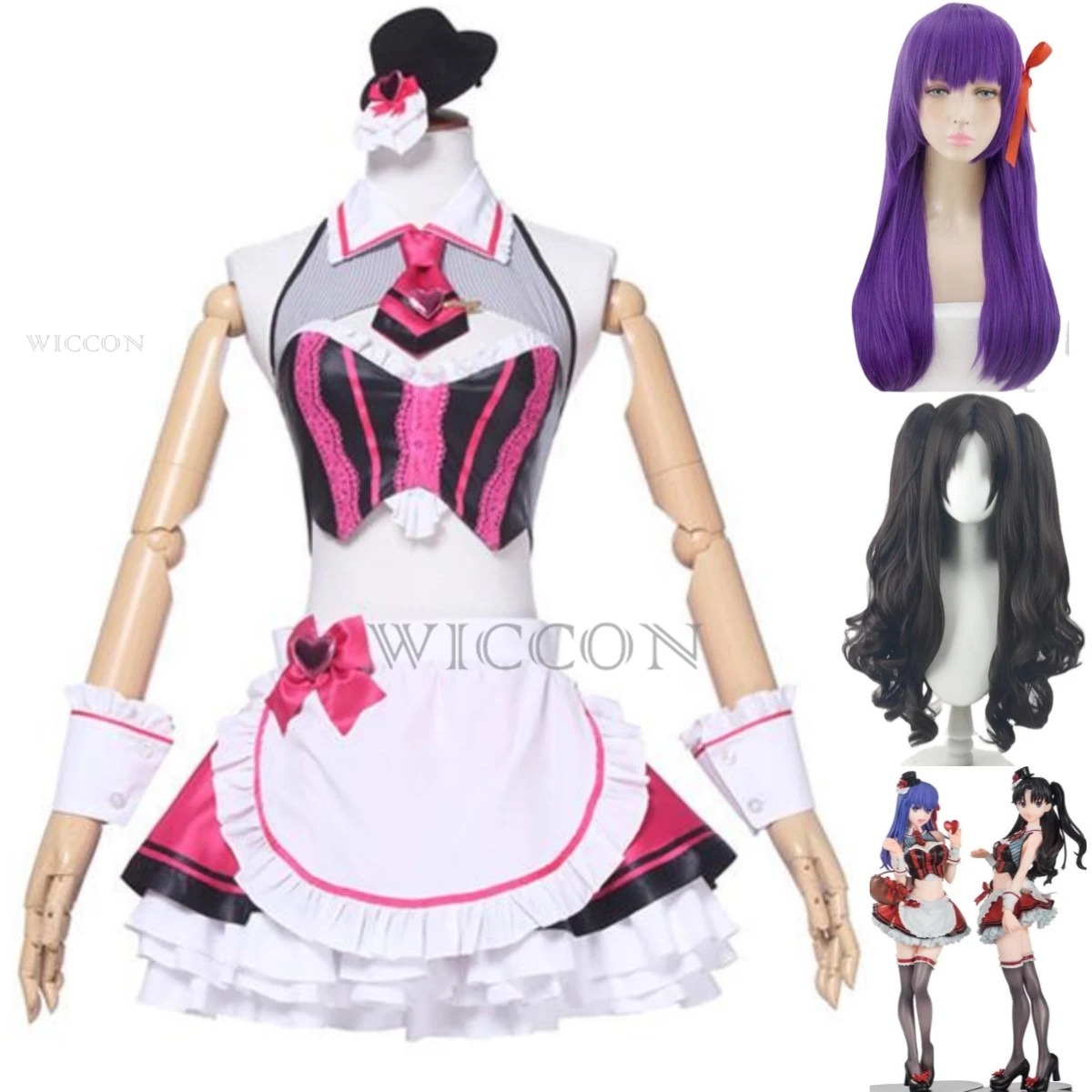 

Anime Game Fate/Stay Night Tohsaka Rin Matou Sakura Cosplay Costume Chocolate Maid Dress Wig Woman Sexy Kawaii Carnival Suit
