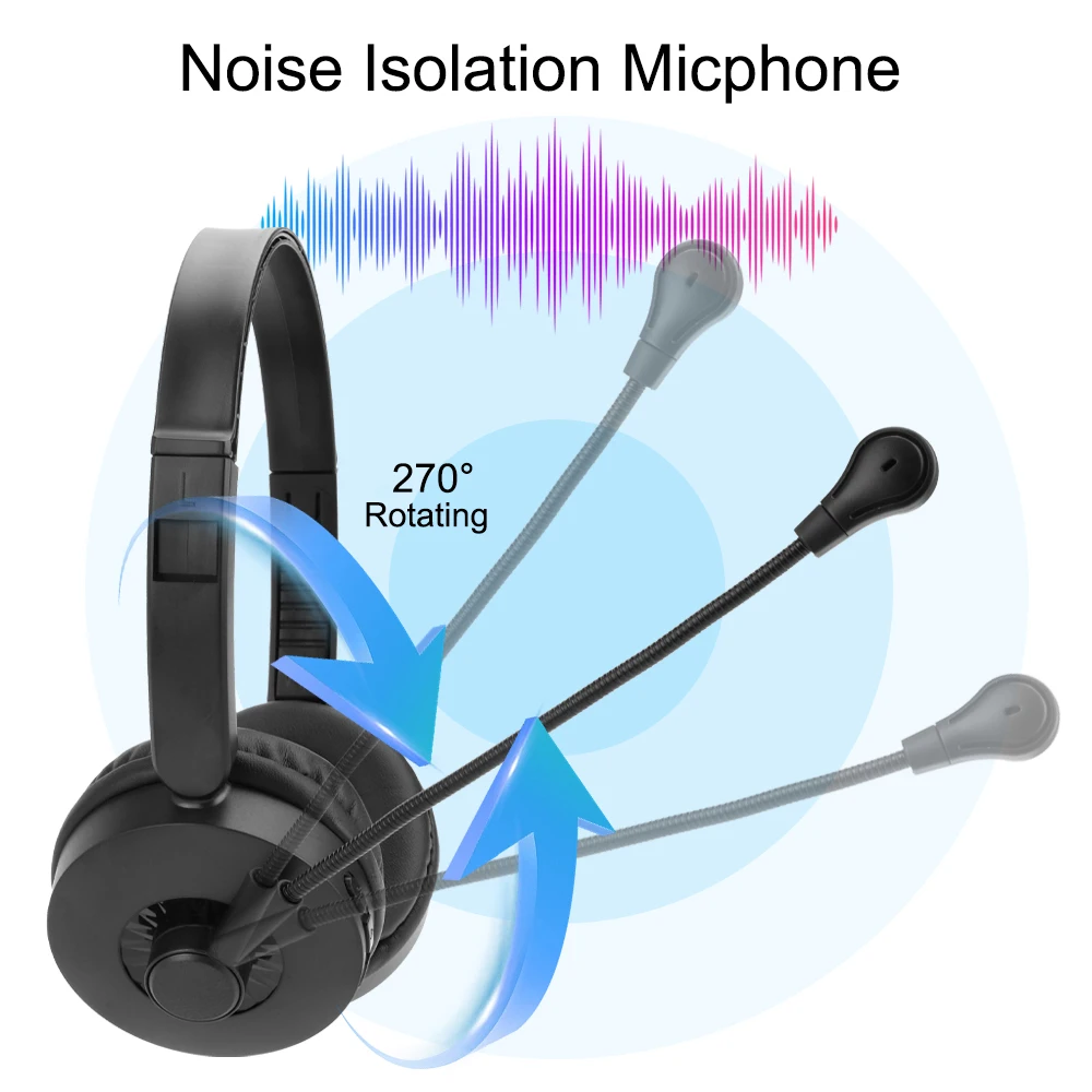 Headset Wireless Bluetooth 5.0 Headset with Noise Cancelling Microphone Ideal for Truck Drivers, Offices, Call Centre Work 5