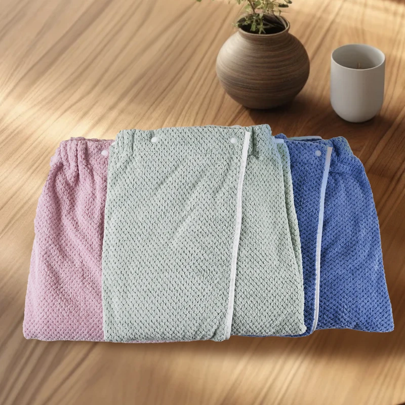 A solid color bath towel with bow decoration, suitable for women's adjustable shower Spa bathrobe, sauna, beach, swimming poo