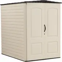 Large Vertical Resin Outdoor Storage Shed With Floor (6.2 x 4.6 Ft), Weather Resistant, Beige/Brown, Organization for 1
