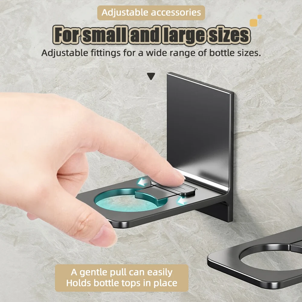 Description Picture 3 of item2/3Pcs Adjustable Shampoo Bottle Rack Hook Universal Shower Gel Holder Wall Mounted Hand Liquid Soap Hanger Bathroom Shelves