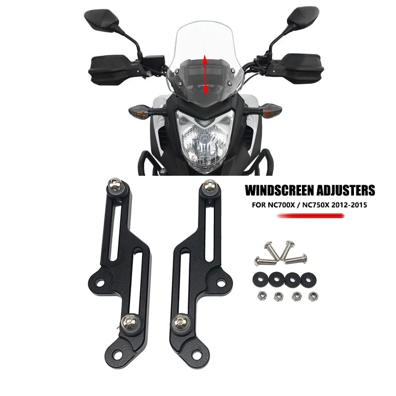 Moto CNC Support De Pare-Brise Ajusteurs De Pare-Brise Réglable Pare-Brise Pour NC750X 2021 2022 Moto Pare-Brise (Couleur : Black