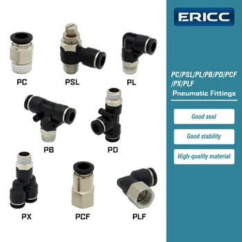Pneumatic Air Connector Fitting PC PCF PB PD PL PLF PX PSL 4mm 6mm 8/10mm Thread 1/8 1/4 3/8 1/2 Hose Fittings 1