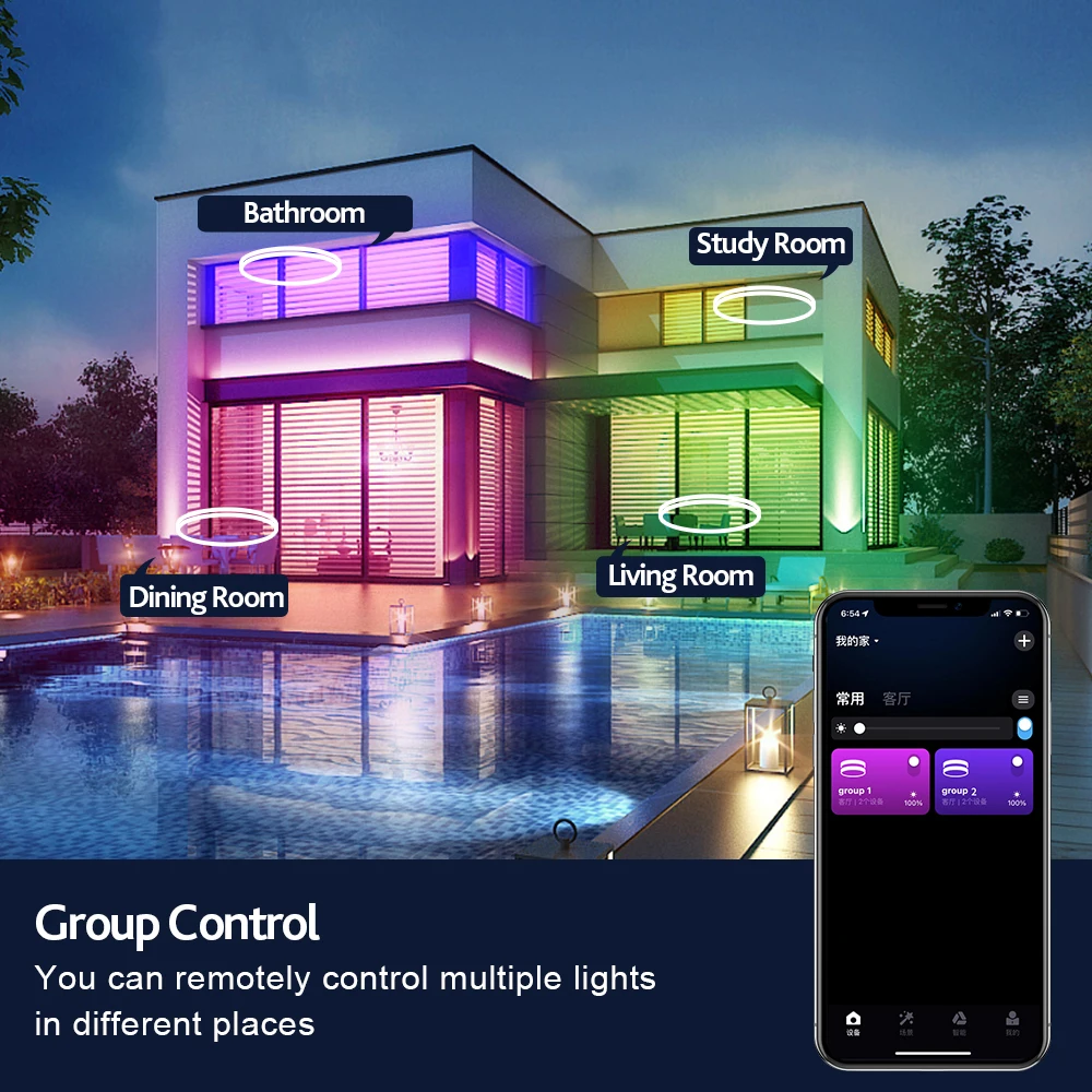 LED Smart Ceiling Light WiFi Control Remote Control RGB Warm White Cold White Panel Light Indoor For Living room decorati ceiling lamps smart home remote control