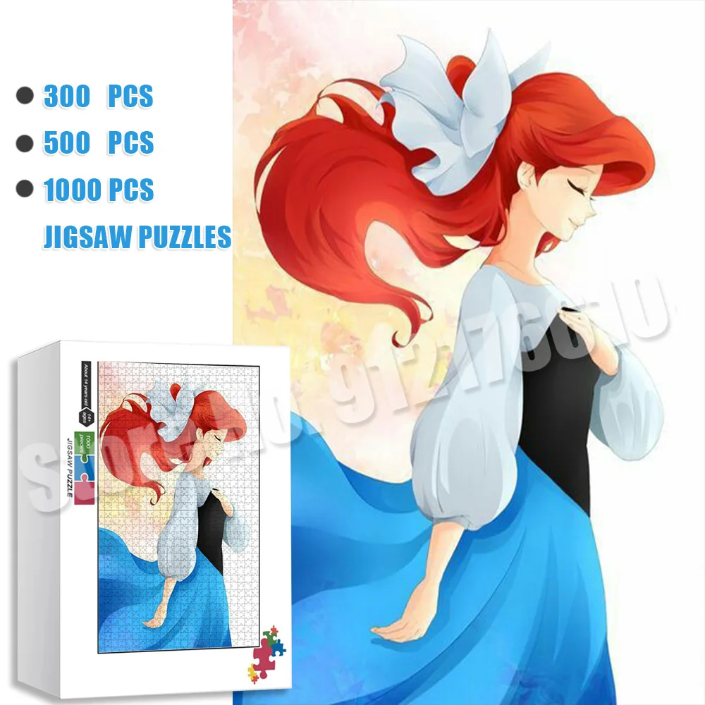 

35/300/500/1000 Piece Disney Princess Little Mermaid Jigsaw Puzzles for Adults Cartoon Kids Enlighten Learning Educational Toys