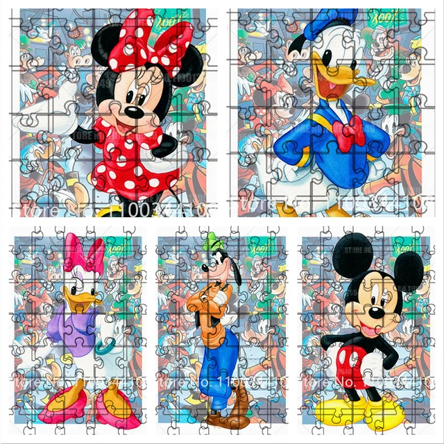 35 peças disney quebra-cabeça de natal para crianças mickey minnie mouse  pato donald quebra-cabeças de madeira crianças brinquedos presentes de natal  - AliExpress