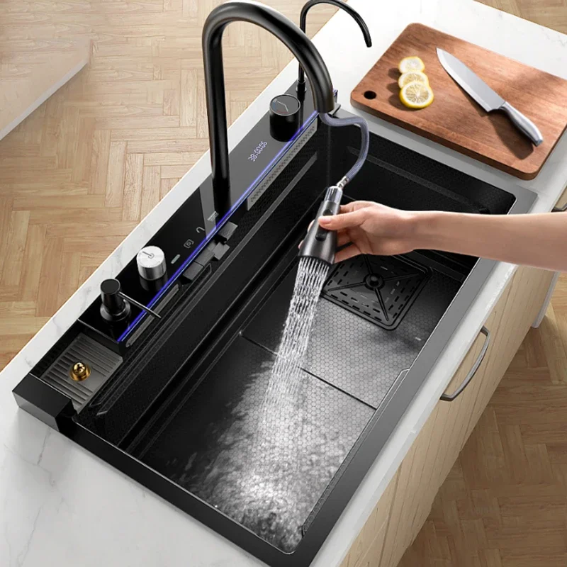 Smart Creative Kitchen Sinks for Apartments Modern Metal Multi-functional Sinks Luxury Household Kitchen for Rental Houses
