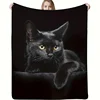 1pc Cute Black Cat With Yellow Eyes Soft Throw Blanket All Season Warm Blankets Lightweight Tufted Fuzzy Flannel Fleece Throws B 1