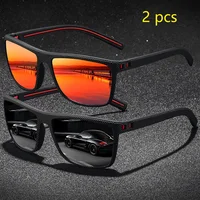 2 paires de lunettes de soleil vintage à motif à carreaux pour hommes et femmes, idéales pour la pêche et la conduite, design carré tendance de marque 4
