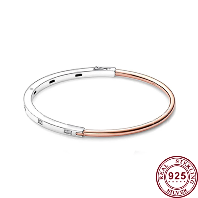 2023 New 925 Silver Original Women's Creative Gold Beaded Love Heart Logo Circle Bracelet Women's Festival High Quality Gift