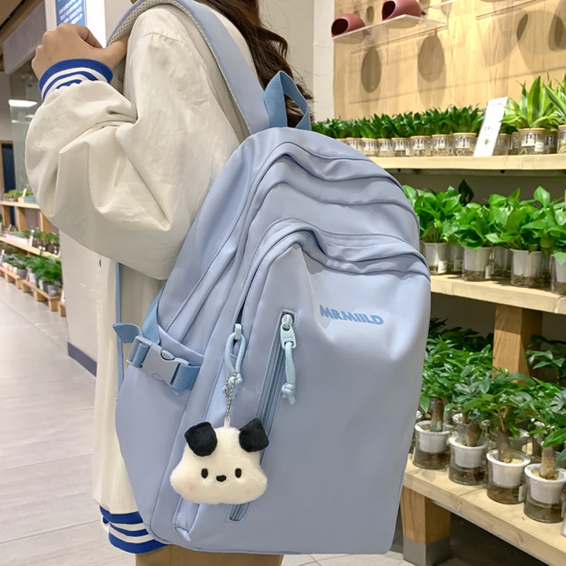 

New Waterproof Nylon Bookbag Solid Color Women Backpack Female Kawaii Travel Bag Preppy School Backpacks for Teenage Girls Cute