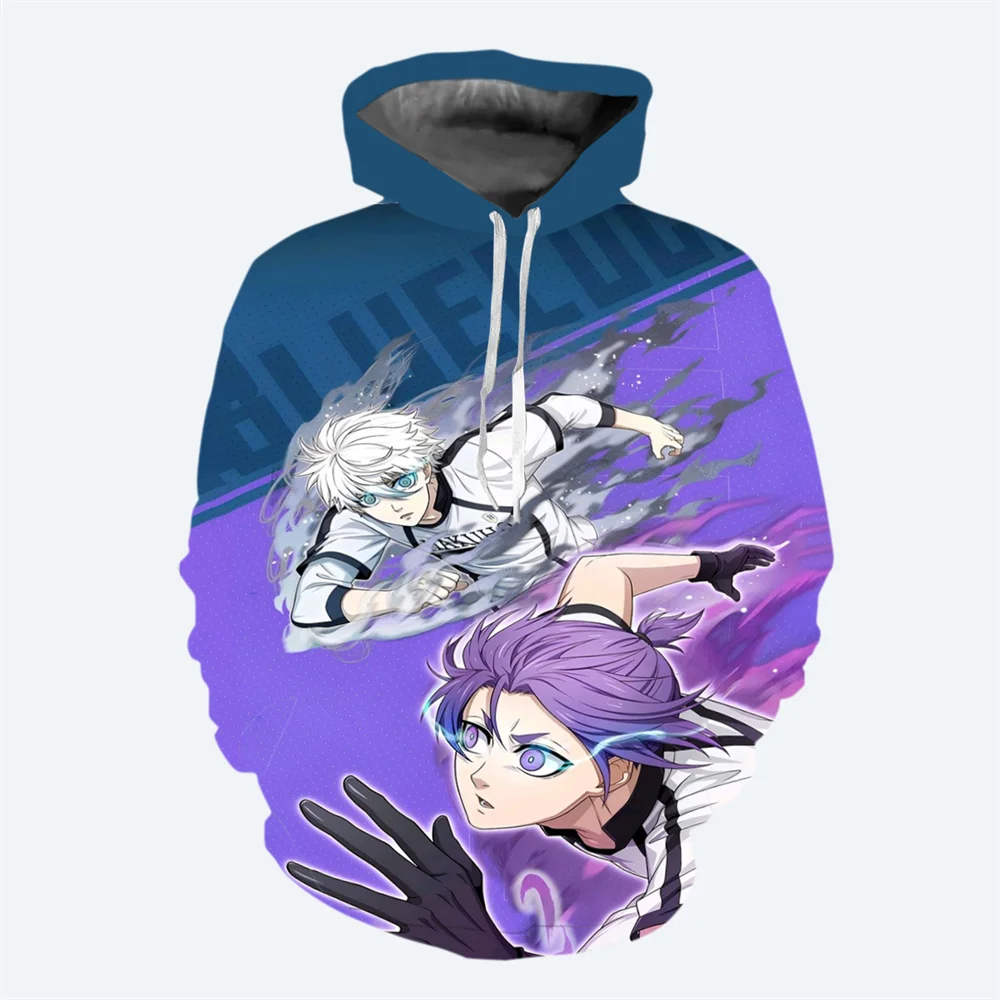 Sudadera con capucha de Anime Blue Lock para hombre, de gran tamaño, con estampado 3D, moda de Anime, sudadera informal, ropa de invierno de Anime