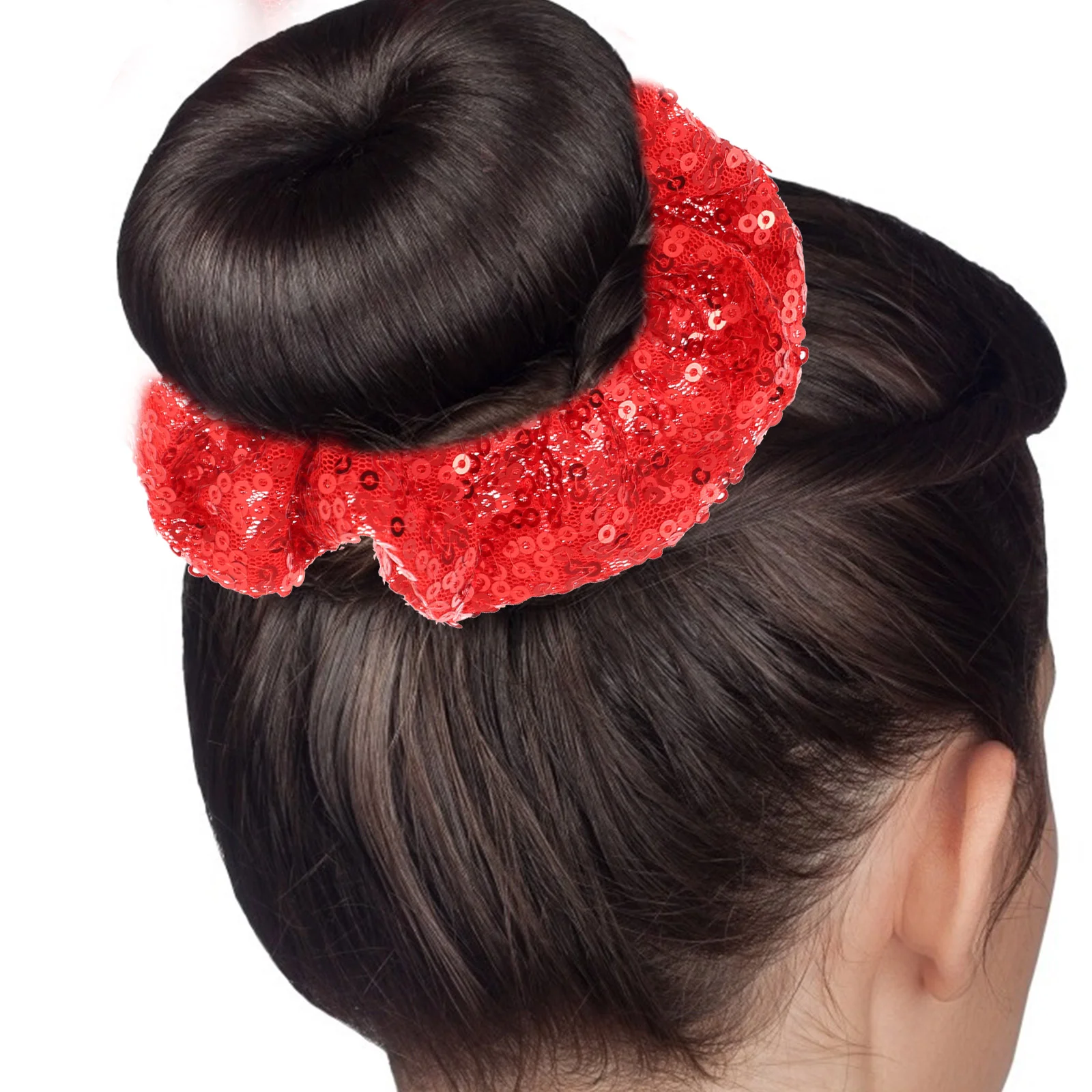 2 PCS Red Glitter Scrunchie Black Hair Scrunchies Christmas Sequin Tie Kids Headbands Girl Accessories Elastic Rope 4